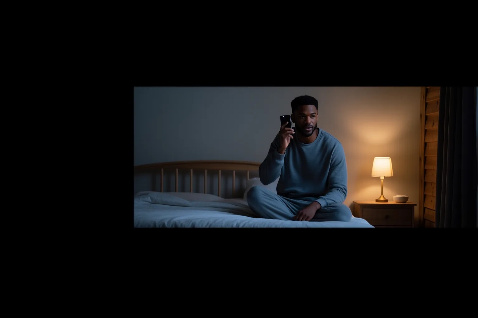 A person saying good night in Spanish with speech bubbles showing Buenas noches