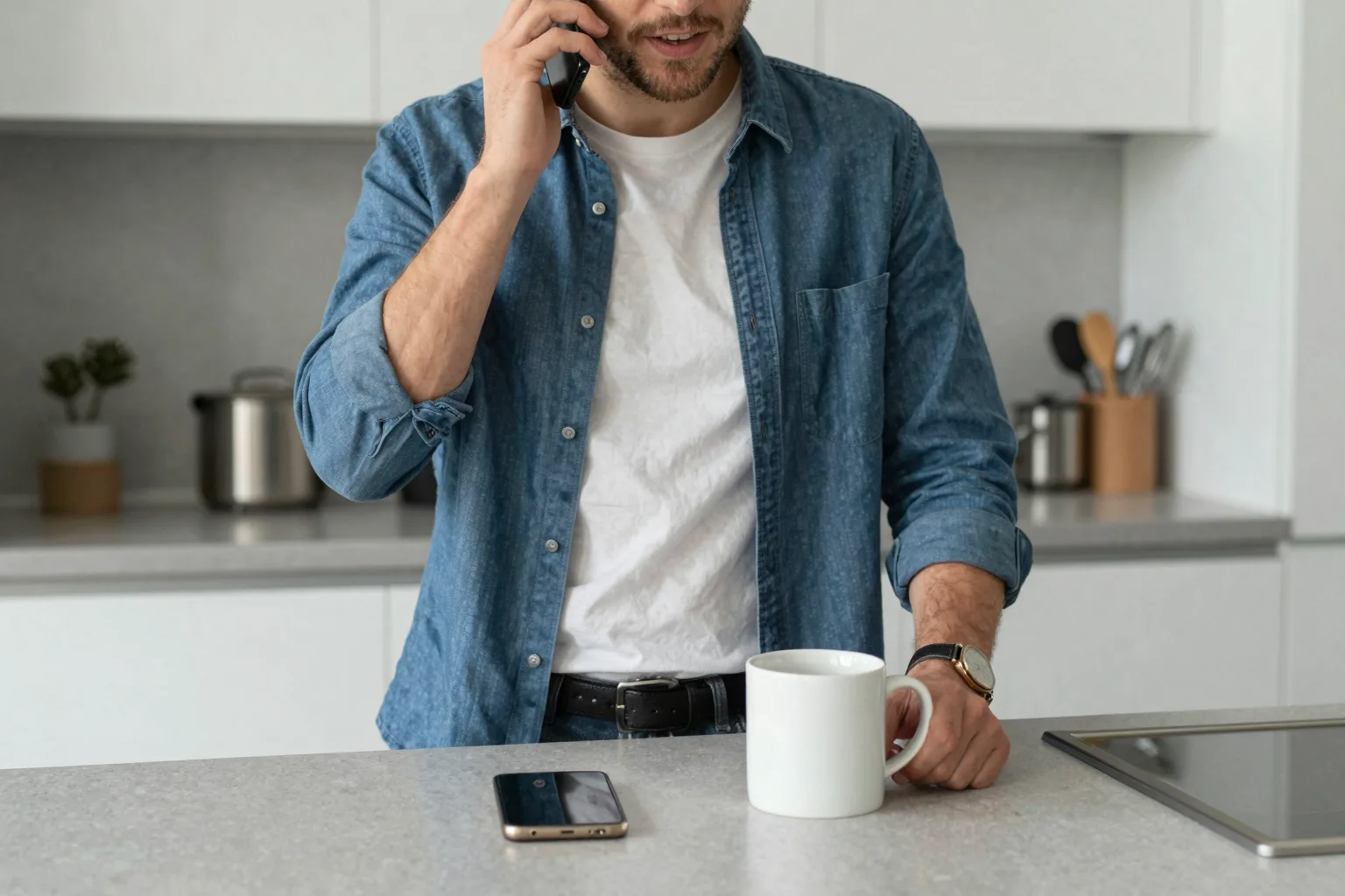 Person smiling while saying gracias in a casual Spanish conversation