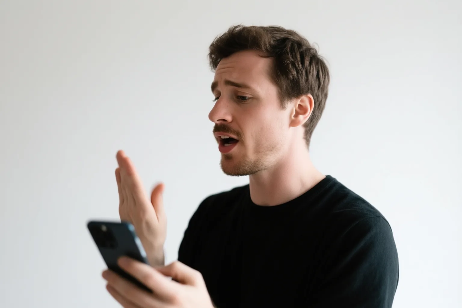 Person practicing Spanish 'stop that' phrases with a Langel